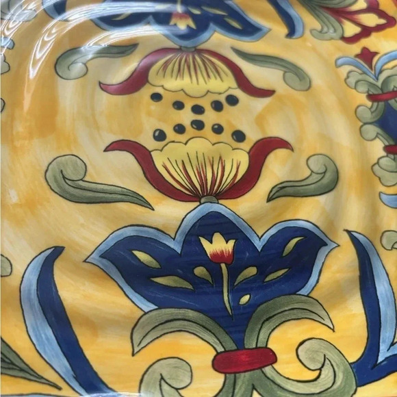 MAXCERA EUC DISH YELLOW BLUE EVENTS HOMEWARE HOME SQUARED SALAD PLATE 9” PLATES - Picture 3 of 6